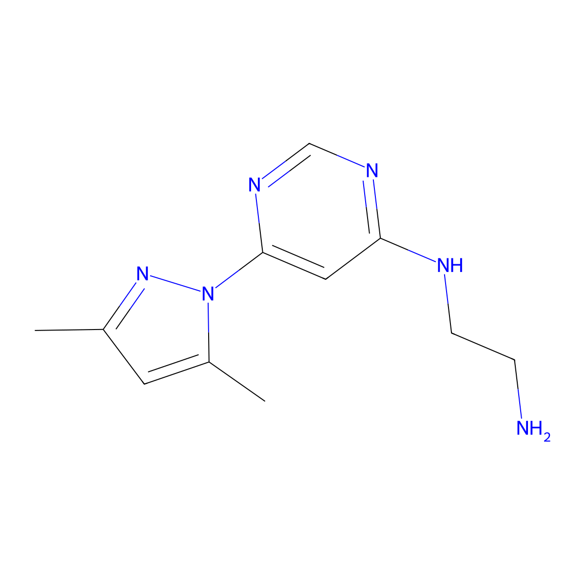 N1-(6-(3,5-dimethyl-1H-pyrazol-1-yl)pyrimidin-4-yl)ethane-1,2-diamine molecular structure, CAS 1706435-48-4