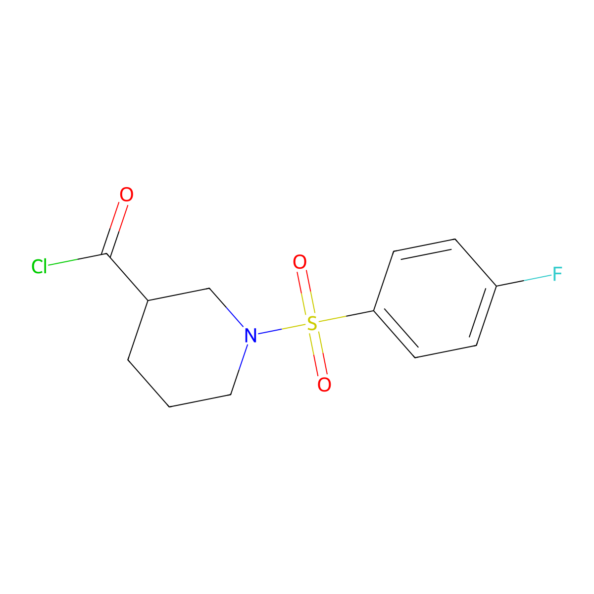 1-((4-Fluorophenyl)sulfonyl)piperidine-3-carbonyl chloride molecular structure, CAS 1706435-49-5