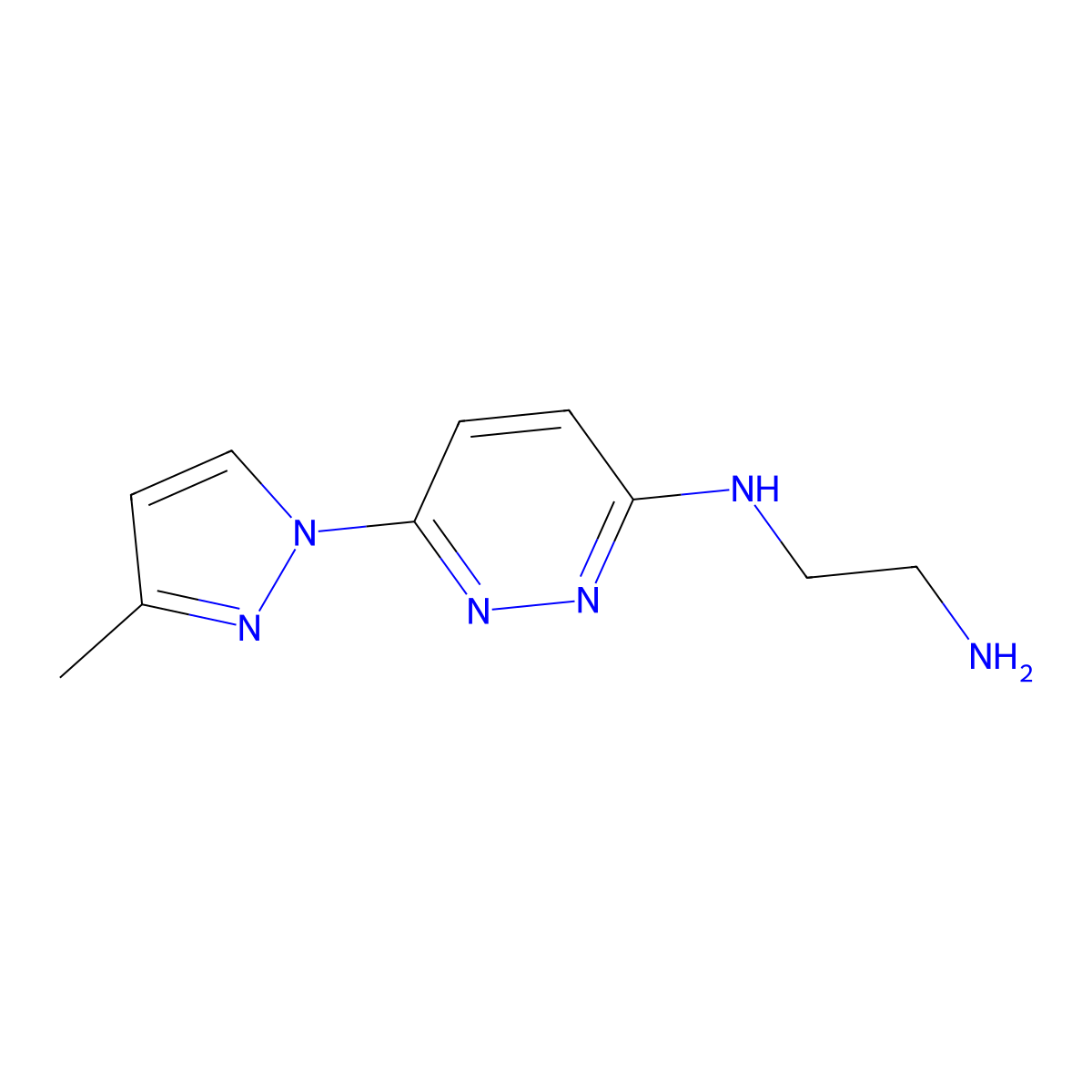 N1-(6-(3-methyl-1H-pyrazol-1-yl)pyridazin-3-yl)ethane-1,2-diamine molecular structure, CAS 1706435-56-4