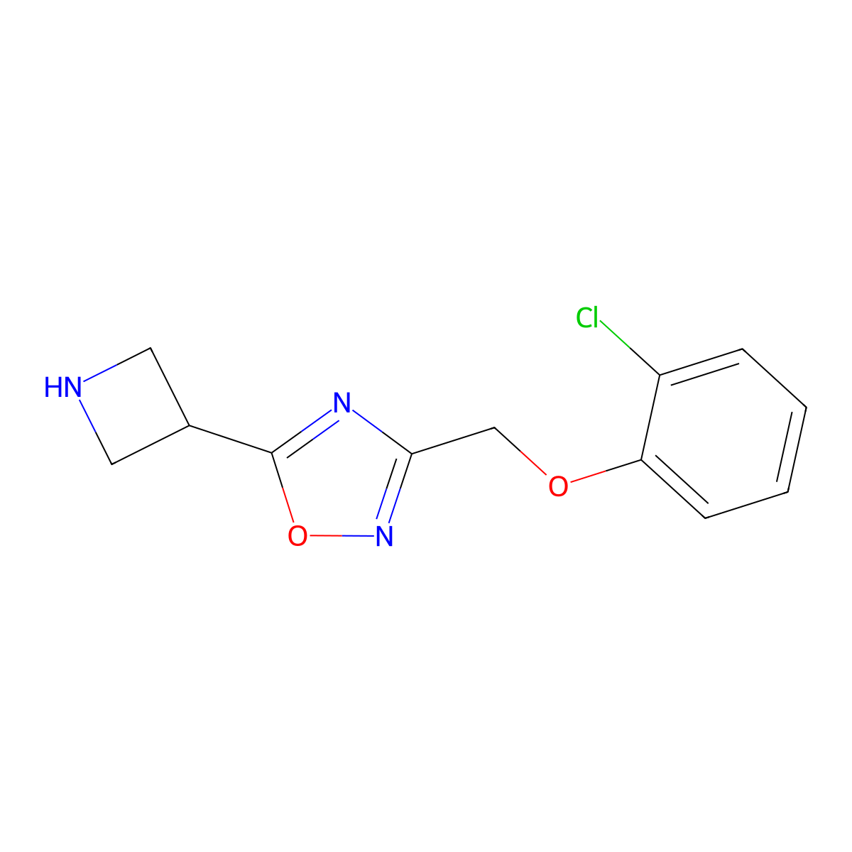 5-(Azetidin-3-yl)-3-((2-chlorophenoxy)methyl)-1,2,4-oxadiazole molecular structure, CAS 1706435-85-9