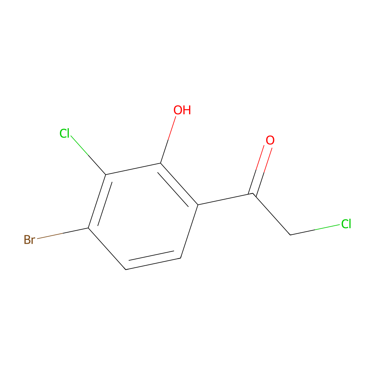 1-(4-Bromo-3-chloro-2-hydroxyphenyl)-2-chloroethanone molecular structure, CAS 1706436-37-4