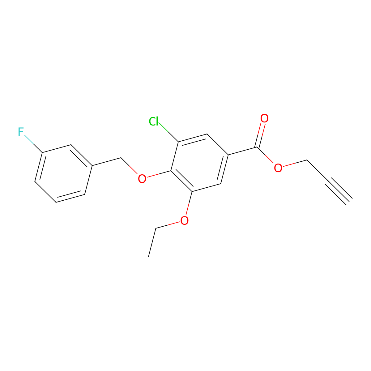 2-Propyn-1-yl 3-chloro-5-ethoxy-4-[(3-fluorophenyl)methoxy]benzoate molecular structure, CAS 1706436-48-7