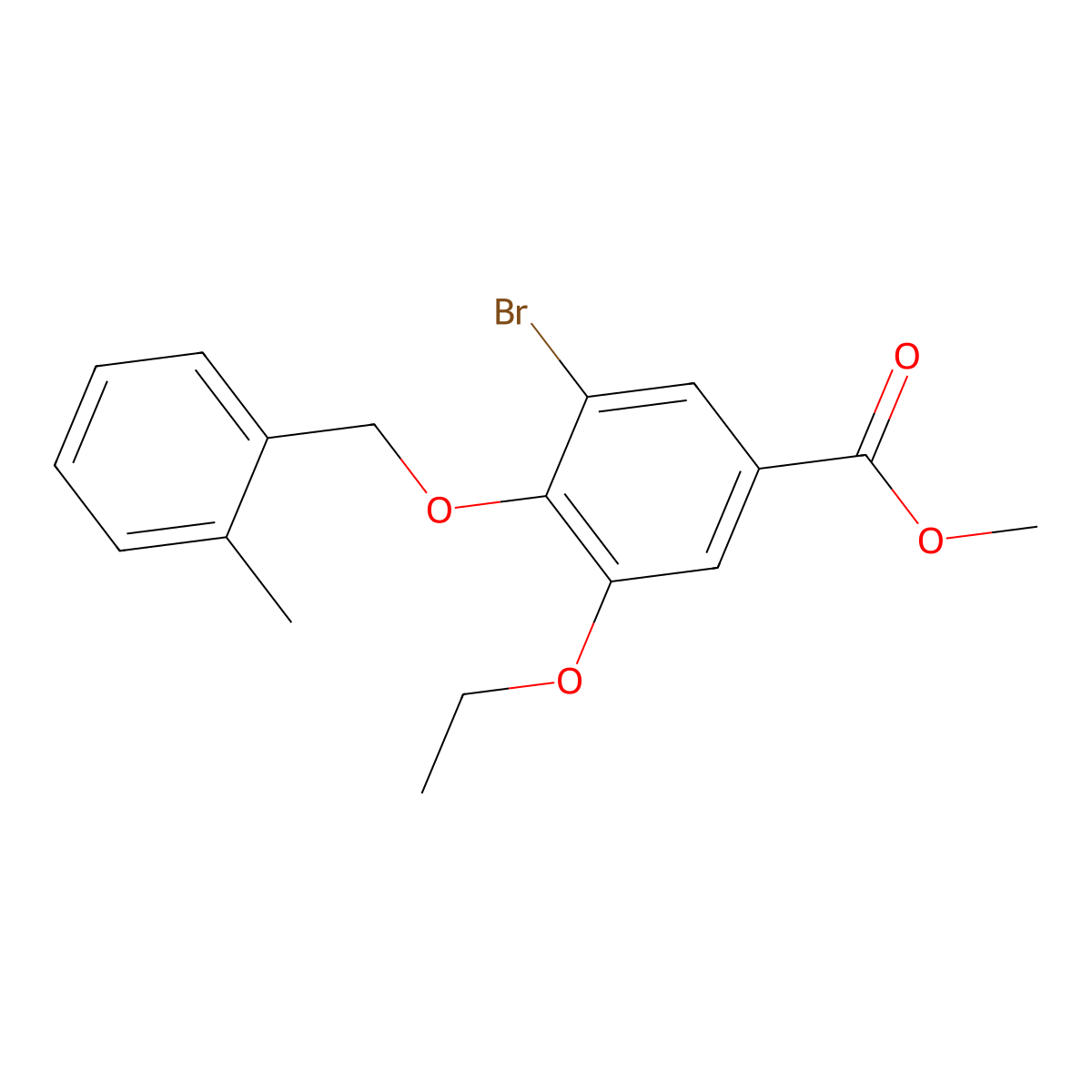 Methyl 3-bromo-5-ethoxy-4-[(2-methylbenzyl)oxy]benzoate molecular structure, CAS 1706436-64-7