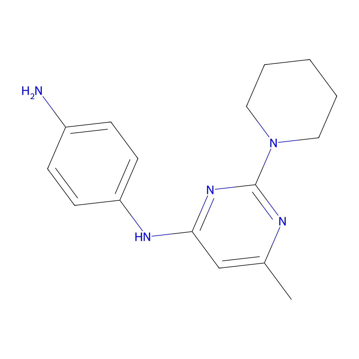 N1-(6-methyl-2-(piperidin-1-yl)pyrimidin-4-yl)benzene-1,4-diamine molecular structure, CAS 1706437-99-1