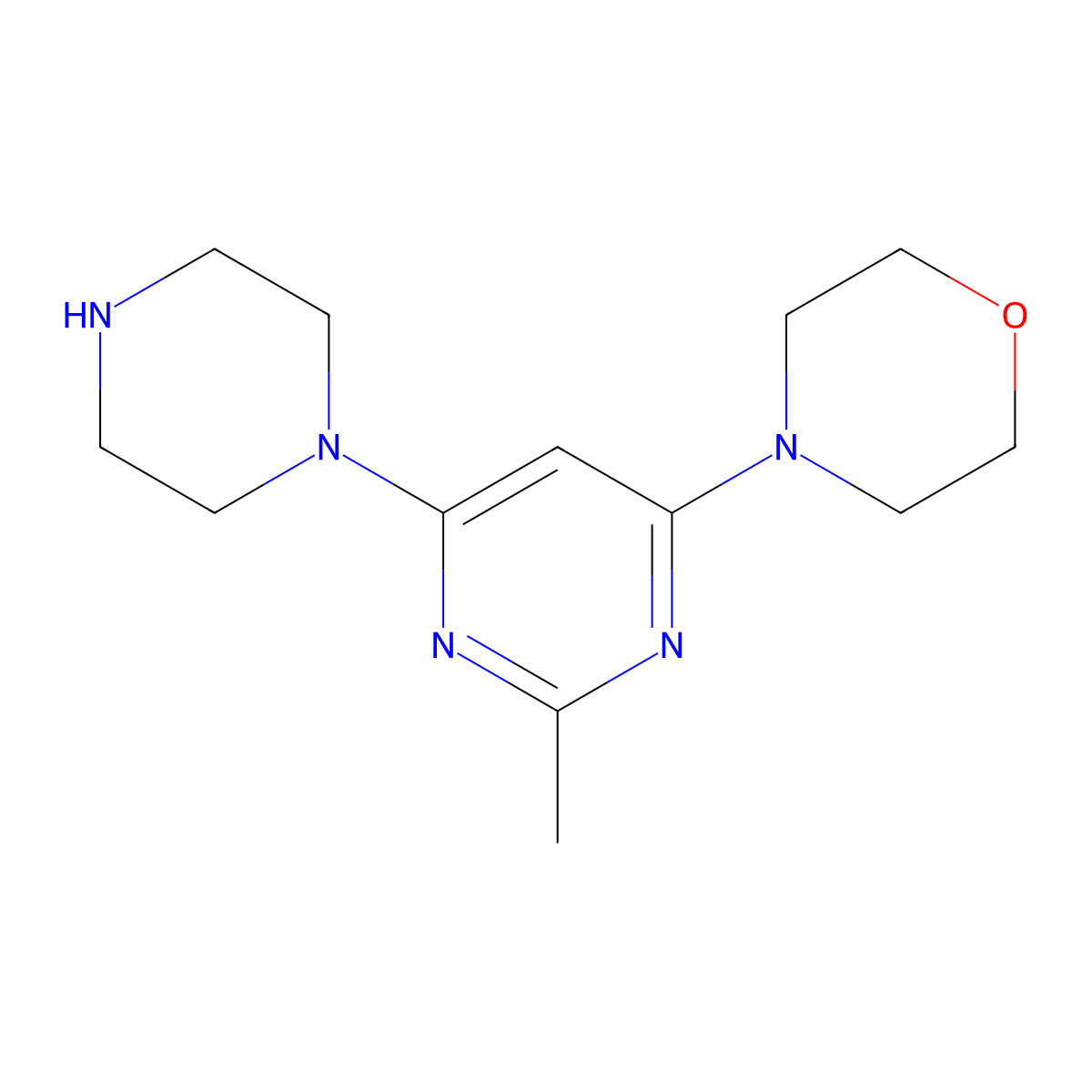 4-(2-Methyl-6-piperazin-1-yl-pyrimidin-4-yl)-morpholine molecular structure, CAS 1706438-01-8