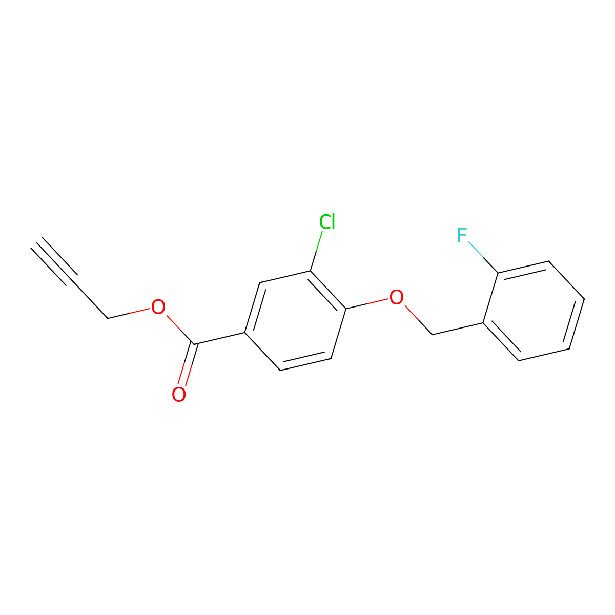 Prop-2-yn-1-yl 3-chloro-4-((2-fluorobenzyl)oxy)benzoate molecular structure, CAS 1706438-10-9