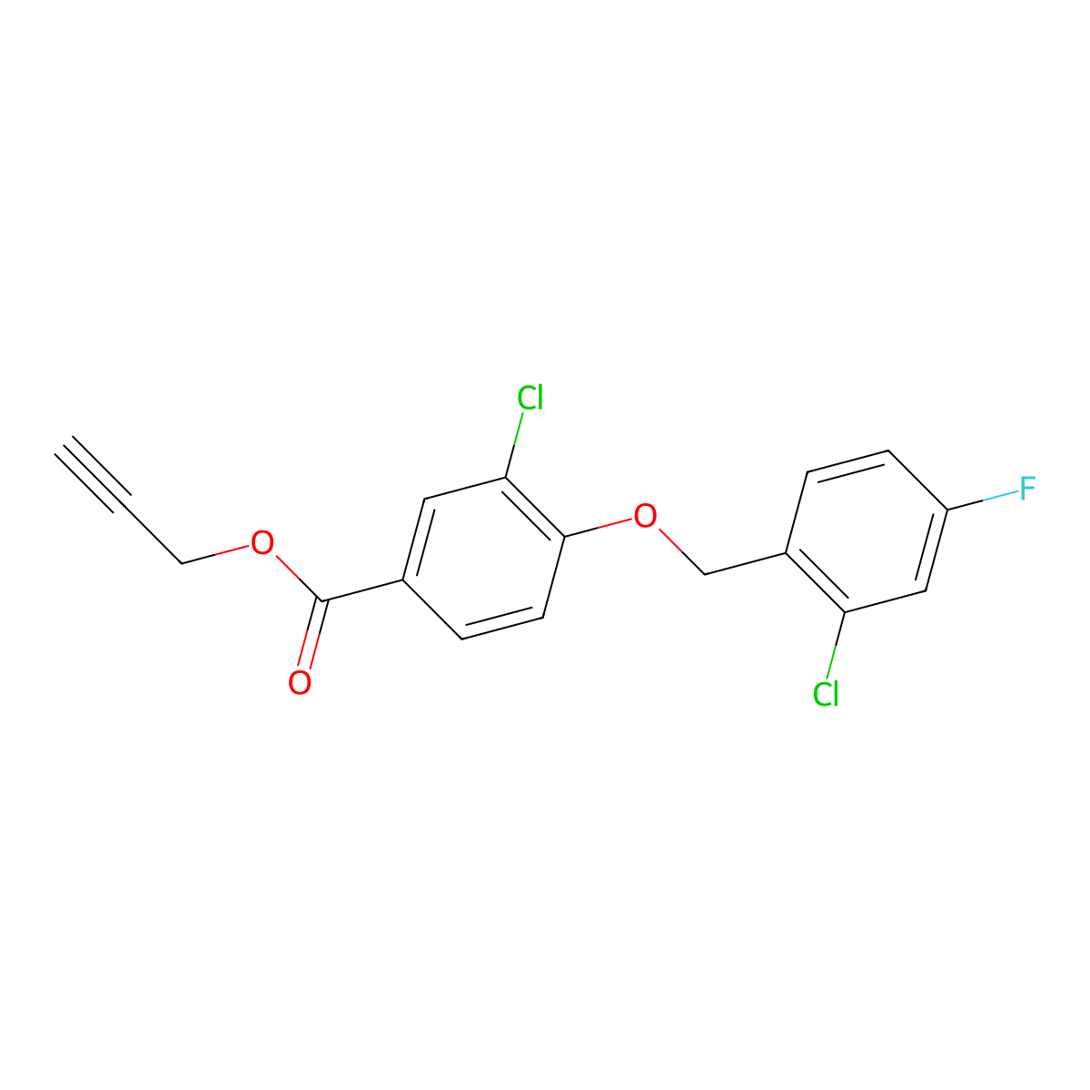 2-Propyn-1-yl 3-chloro-4-[(2-chloro-4-fluorophenyl)methoxy]benzoate molecular structure, CAS 1706438-13-2