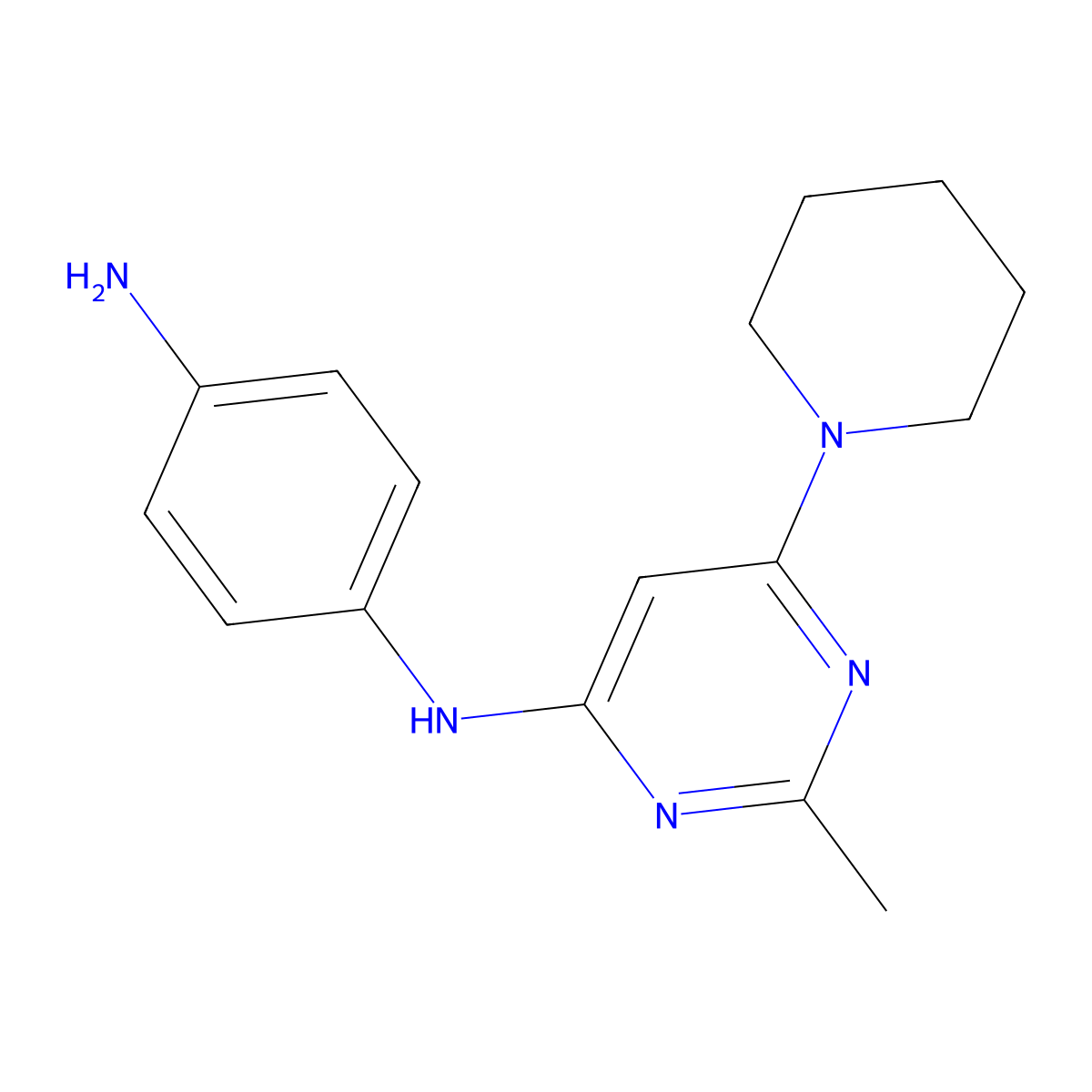 N1-(2-methyl-6-(piperidin-1-yl)pyrimidin-4-yl)benzene-1,4-diamine molecular structure, CAS 1706438-32-5