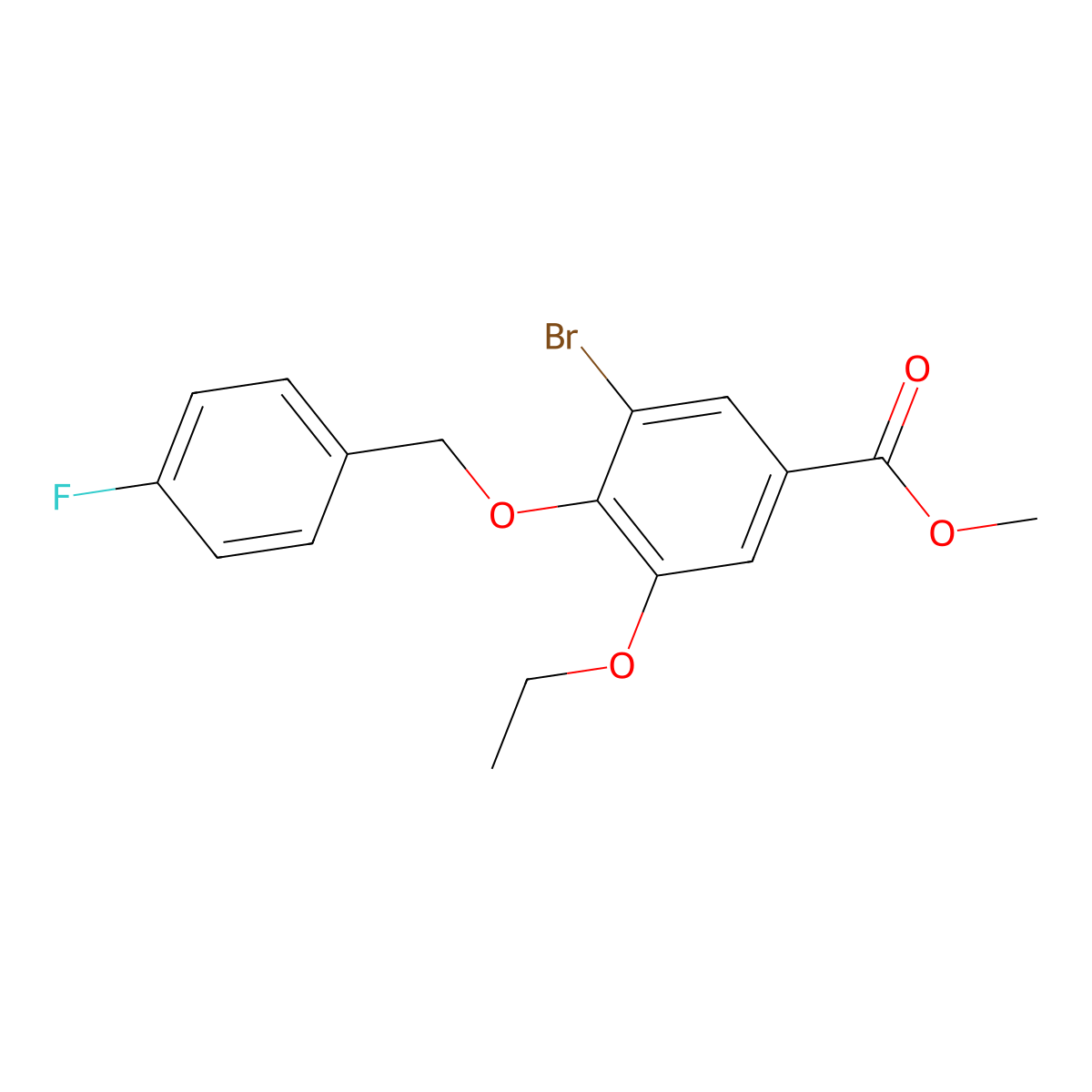 Methyl 3-bromo-5-ethoxy-4-((4-fluorobenzyl)oxy)benzoate molecular structure, CAS 1706438-33-6