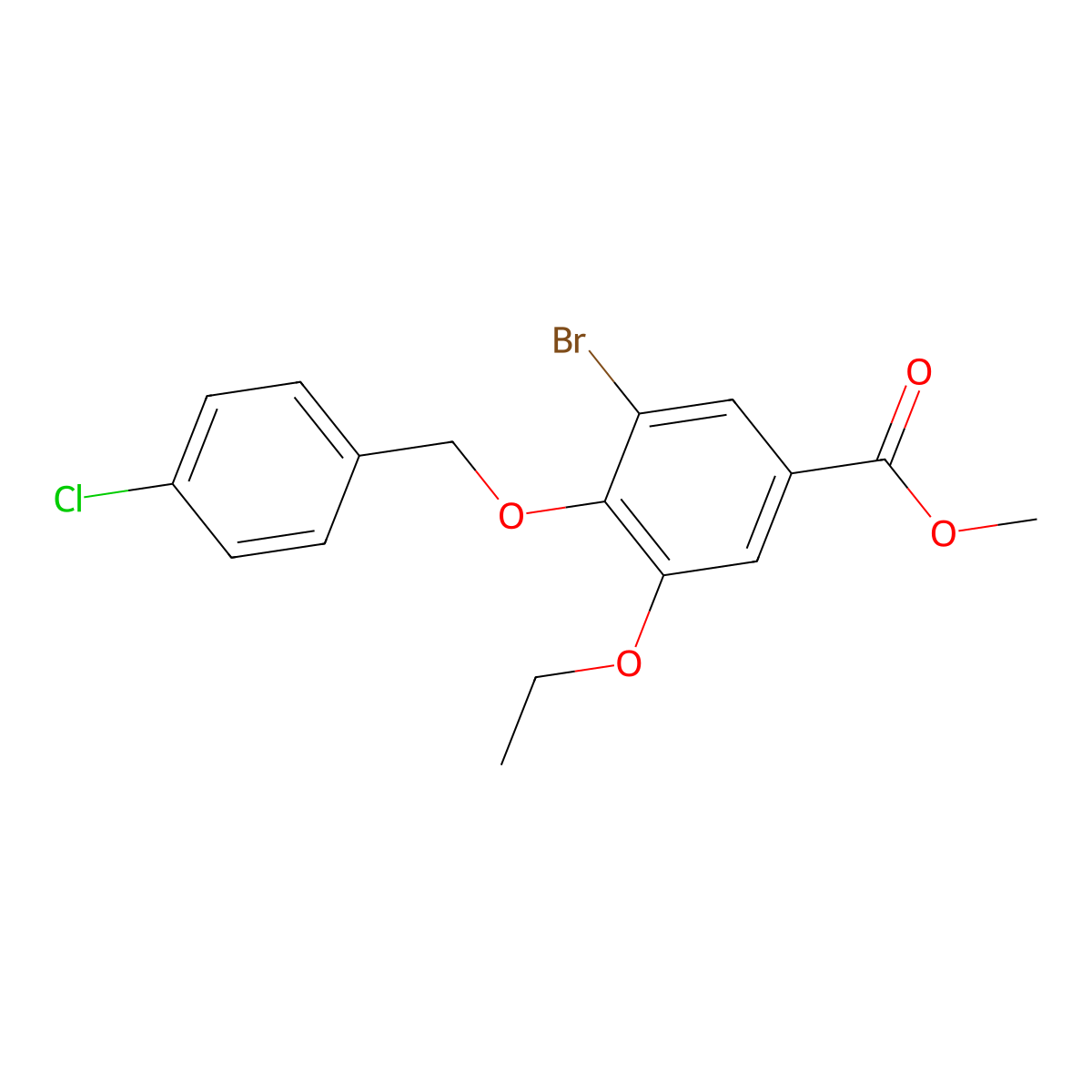 Methyl 3-bromo-4-[(4-chlorobenzyl)oxy]-5-ethoxybenzoate molecular structure, CAS 1706438-39-2