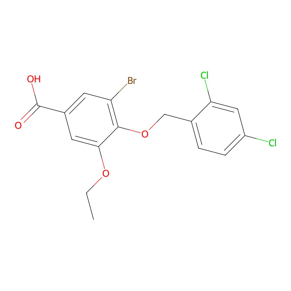 3-Bromo-4-[(2,4-dichlorobenzyl)oxy]-5-ethoxybenzoic acid molecular structure, CAS 1706438-40-5