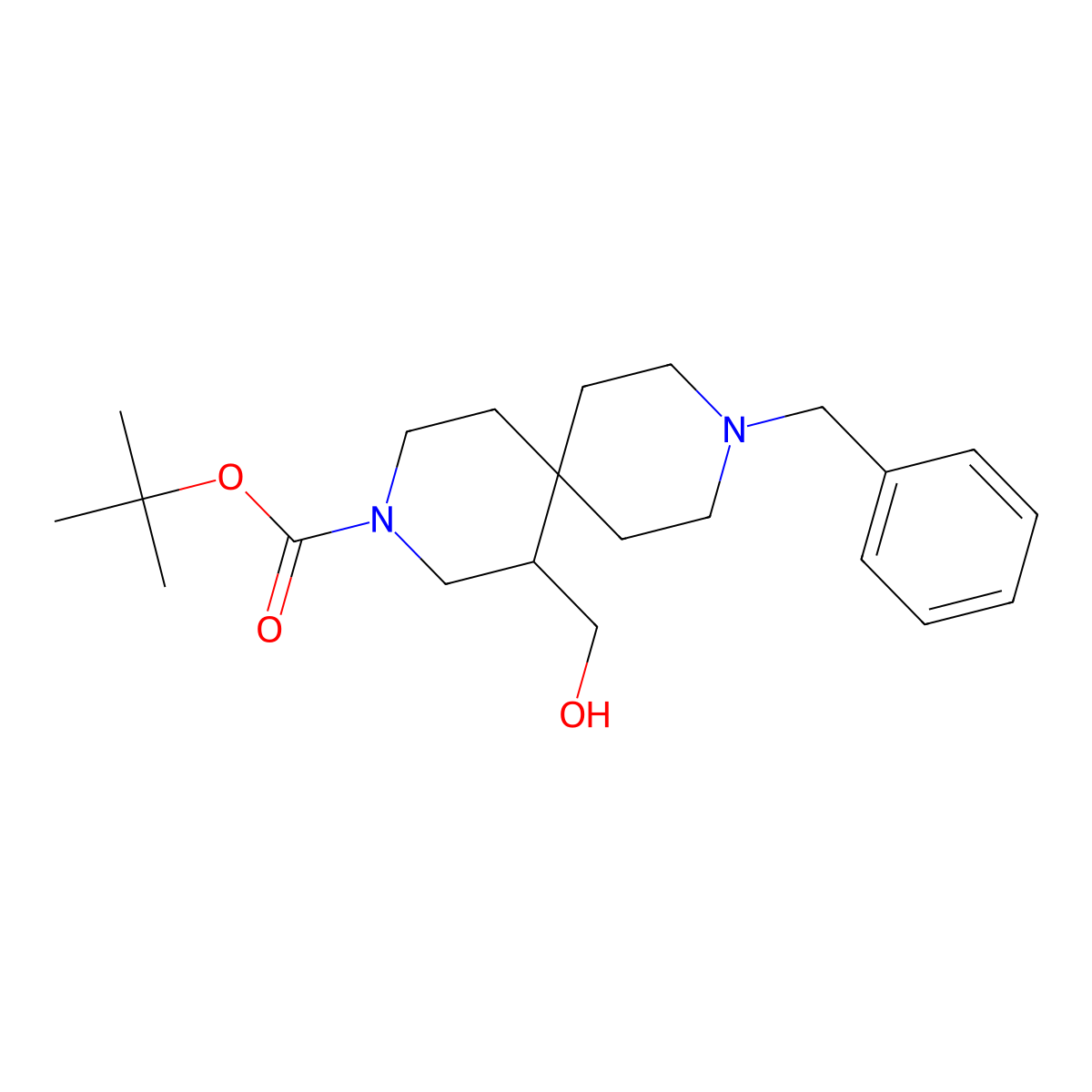 tert-Butyl 9-benzyl-1-(hydroxymethyl)-3,9-diazaspiro[5.5]undecane-3-carboxylate molecular structure, CAS 1706438-41-6