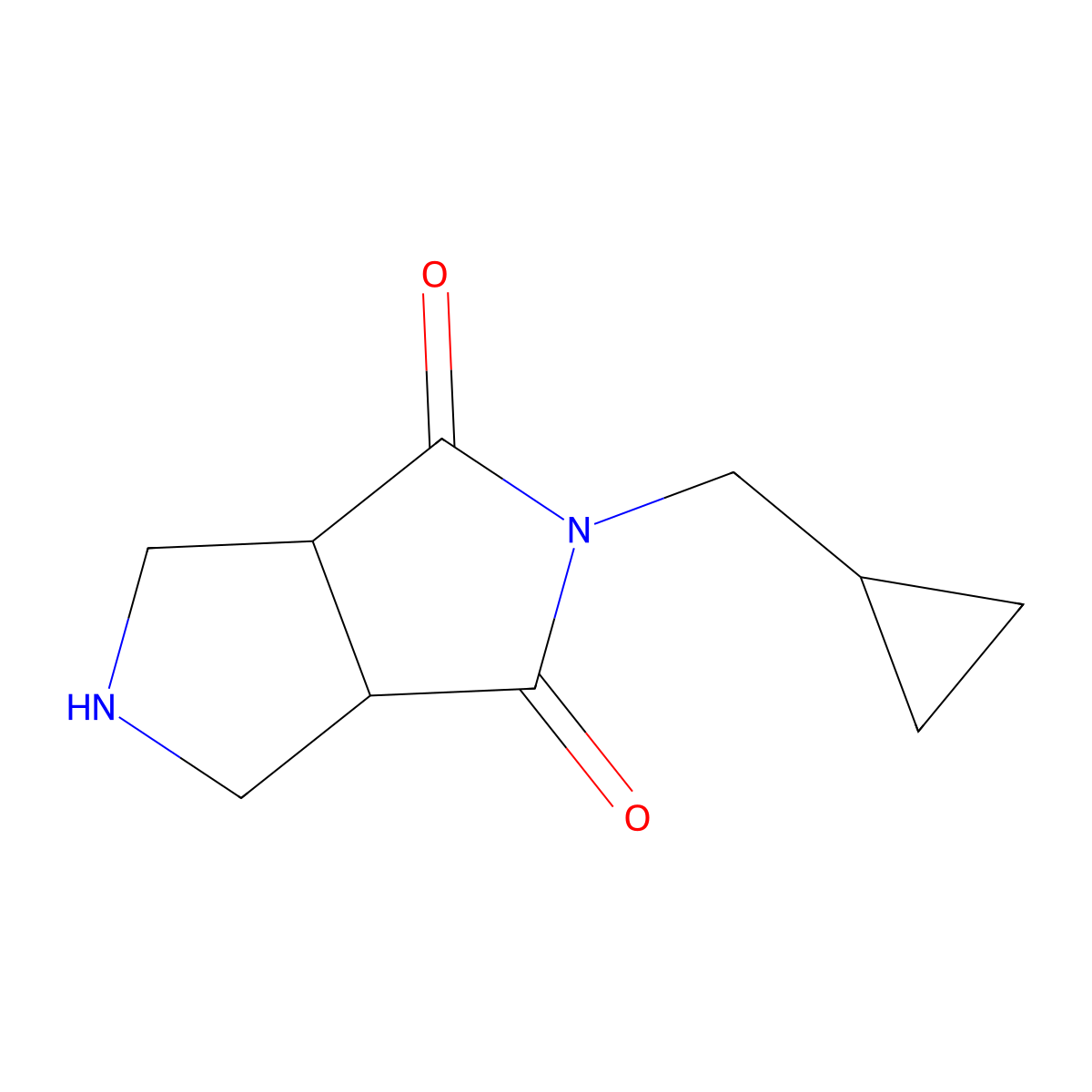 (3AR,6AS)-2-(Cyclopropylmethyl)tetrahydropyrrolo[3,4-C]pyrrole-1,3(2H,3AH)-dione molecular structure, CAS 1706438-45-0