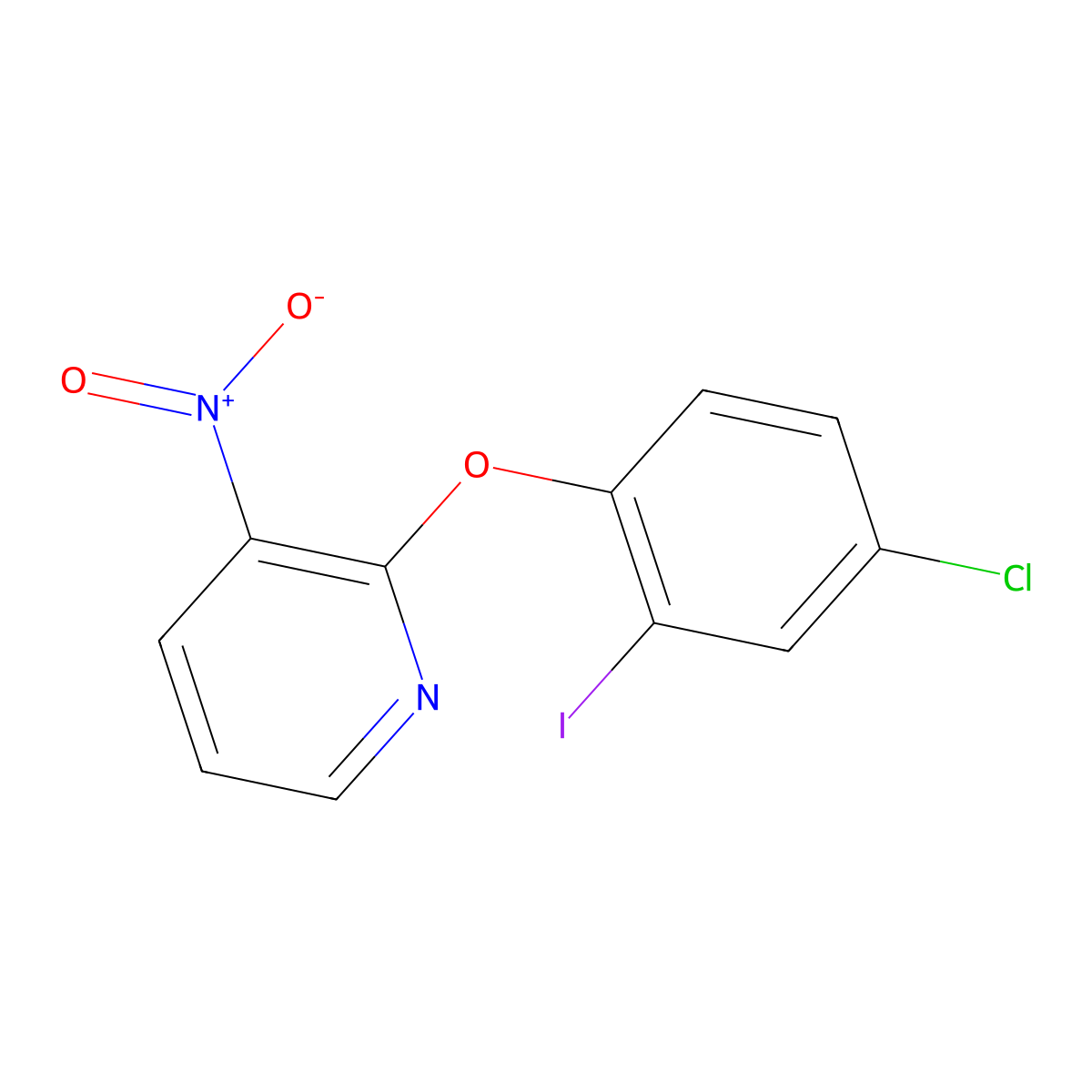 2-(4-Chloro-2-iodophenoxy)-3-nitropyridine molecular structure, CAS 1706438-57-4