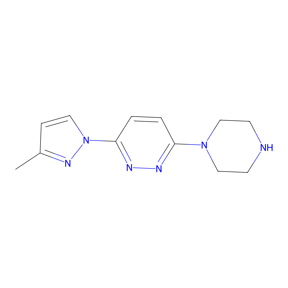 3-(3-methyl-1H-pyrazol-1-yl)-6-(piperazin-1-yl)pyridazine molecular structure, CAS 1706438-72-3