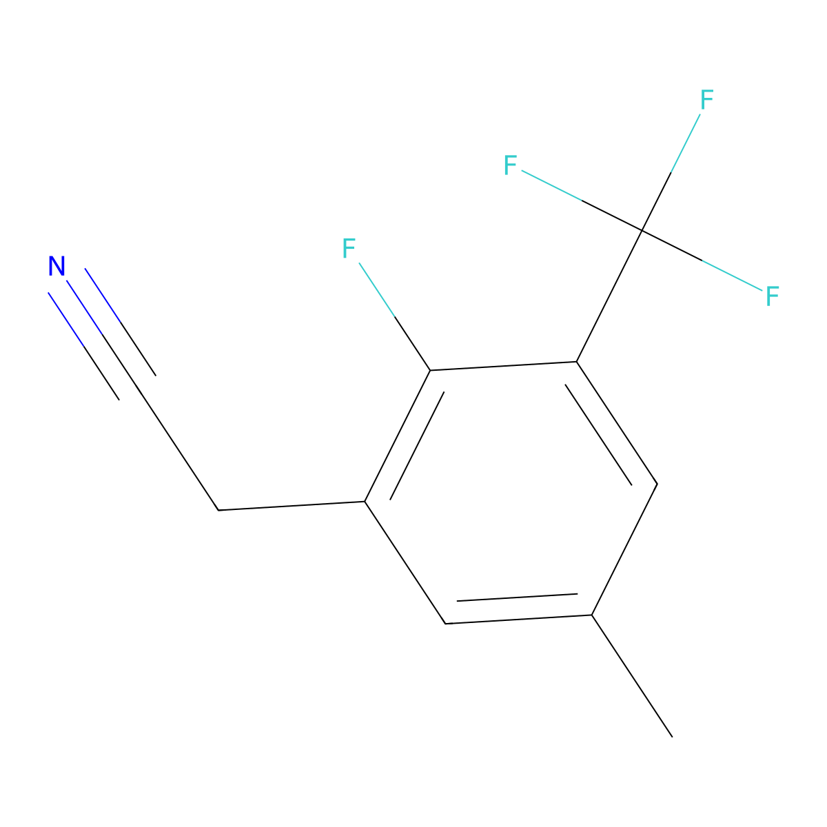 2-Fluoro-5-methyl-3-(trifluoromethyl)phenylacetonitrile molecular structure, CAS 1706438-79-0