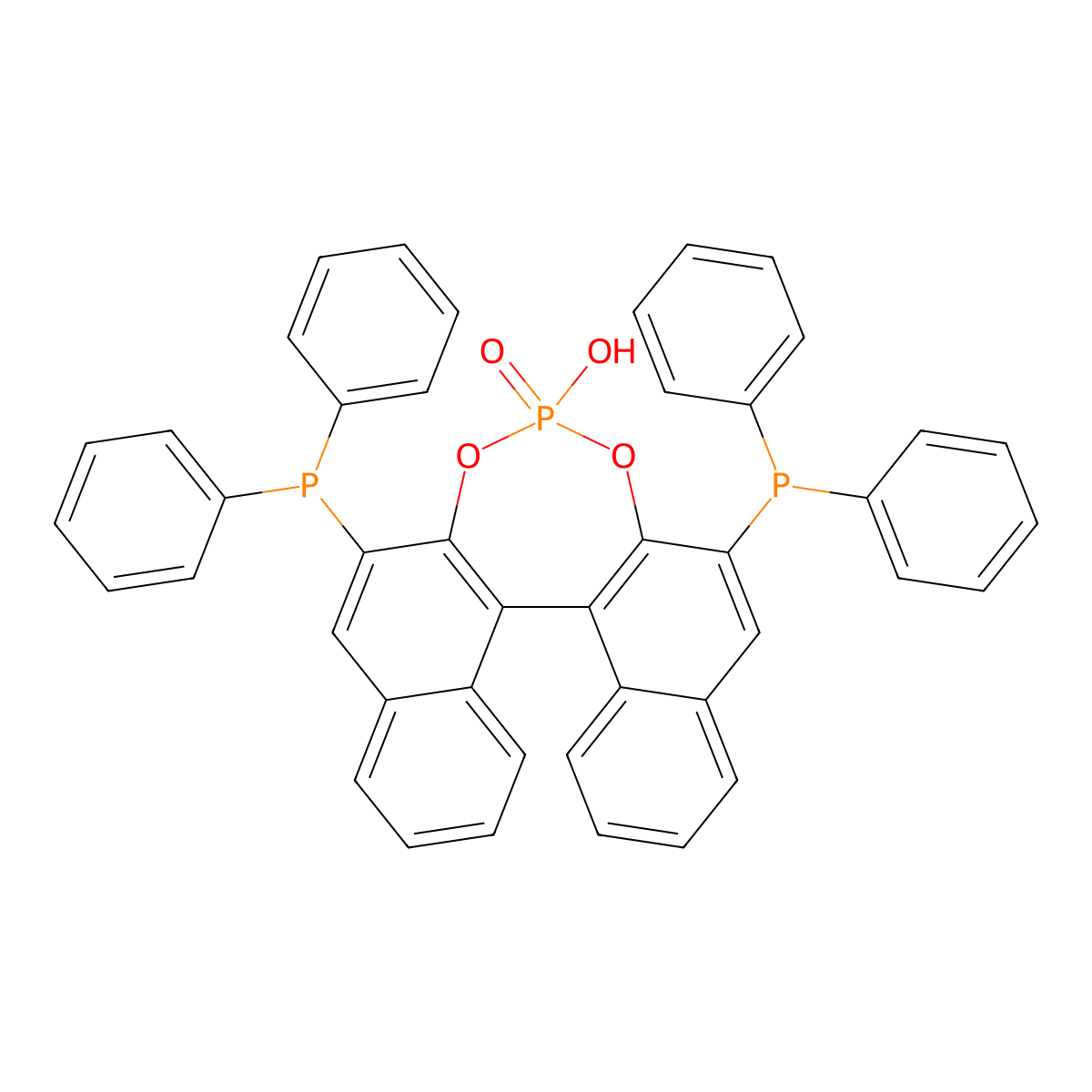 (R)-3,3'-Bis(diphenylphosphanyl)-1,1'-binapthyl-2,2'-diyl hydrogenphosphate molecular structure, CAS 1706439-25-9