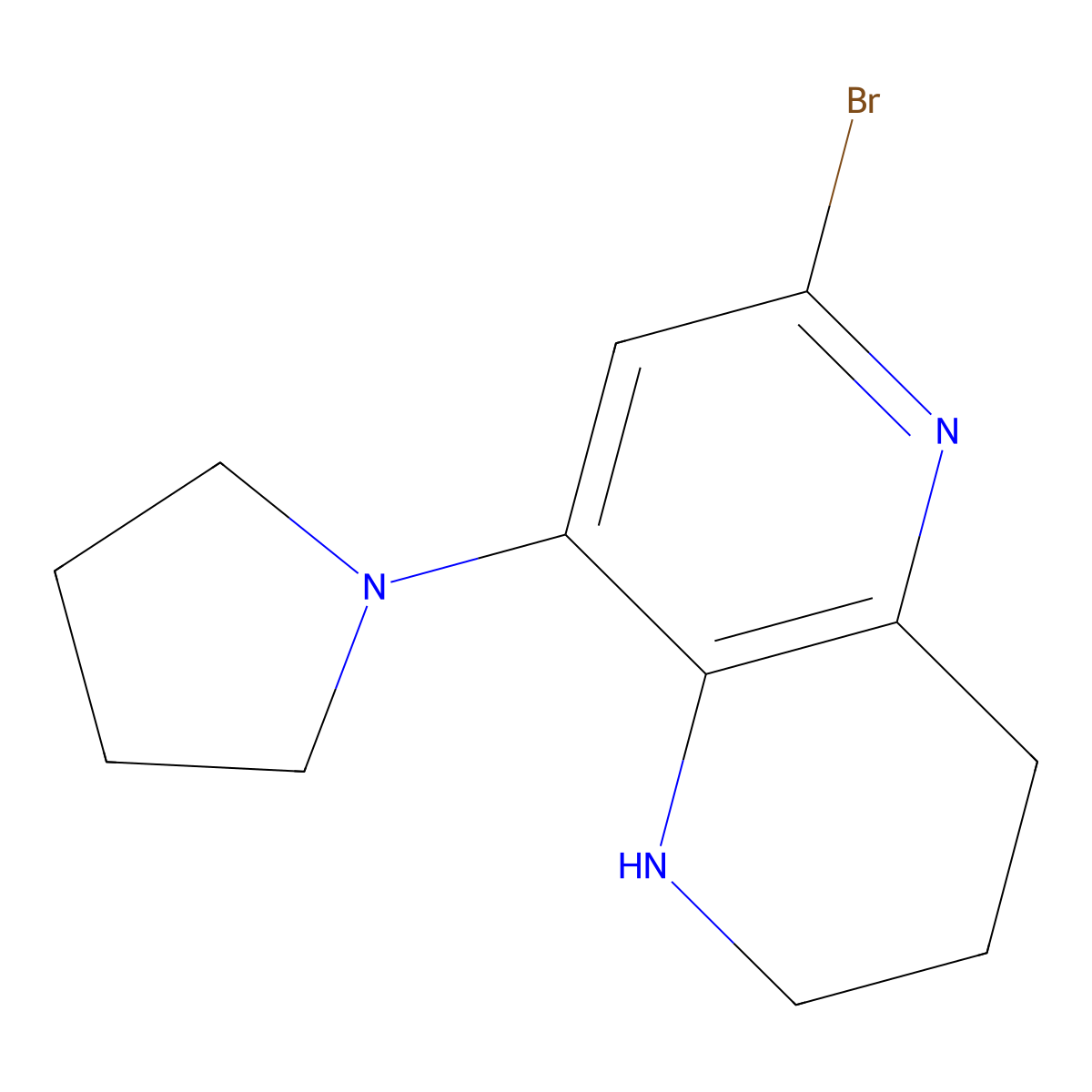 6-Bromo-8-(pyrrolidin-1-yl)-1,2,3,4-tetrahydro-1,5-naphthyridine molecular structure, CAS 1706439-92-0