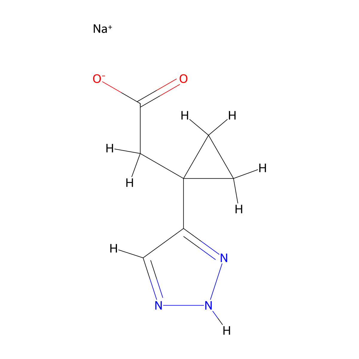 Sodium;2-[1-(2H-triazol-4-yl)cyclopropyl]acetate molecular structure, CAS 1706440-03-0