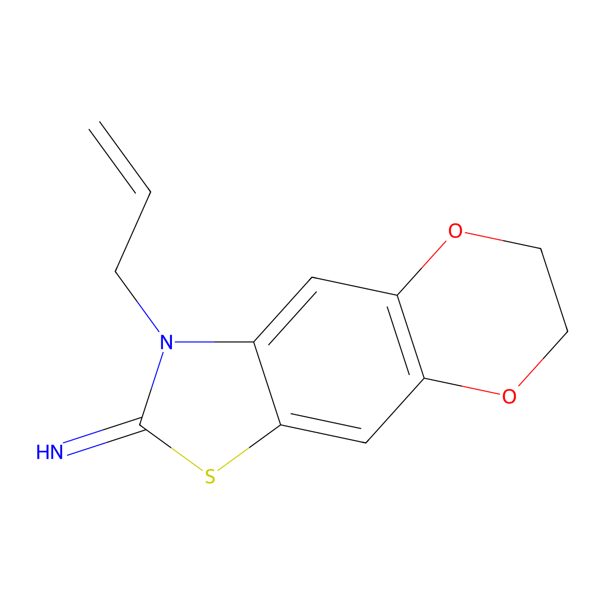 6-(Prop-2-en-1-yl)-10,13-dioxa-4-thia-6-azatricyclo[7.4.0.0,3,7]trideca-1(9),2,7-trien-5-imine molecular structure, CAS 1706440-04-1