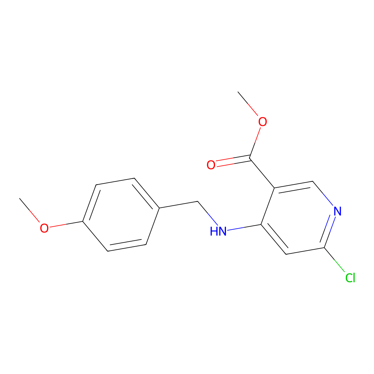 Methyl 6-chloro-4-((4-methoxybenzyl)amino)nicotinate molecular structure, CAS 1706440-18-7