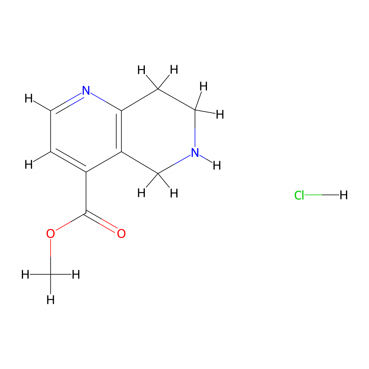 Methyl 5,6,7,8-tetrahydro-1,6-naphthyridine-4-carboxylate hydrochloride molecular structure, CAS 1706440-22-3