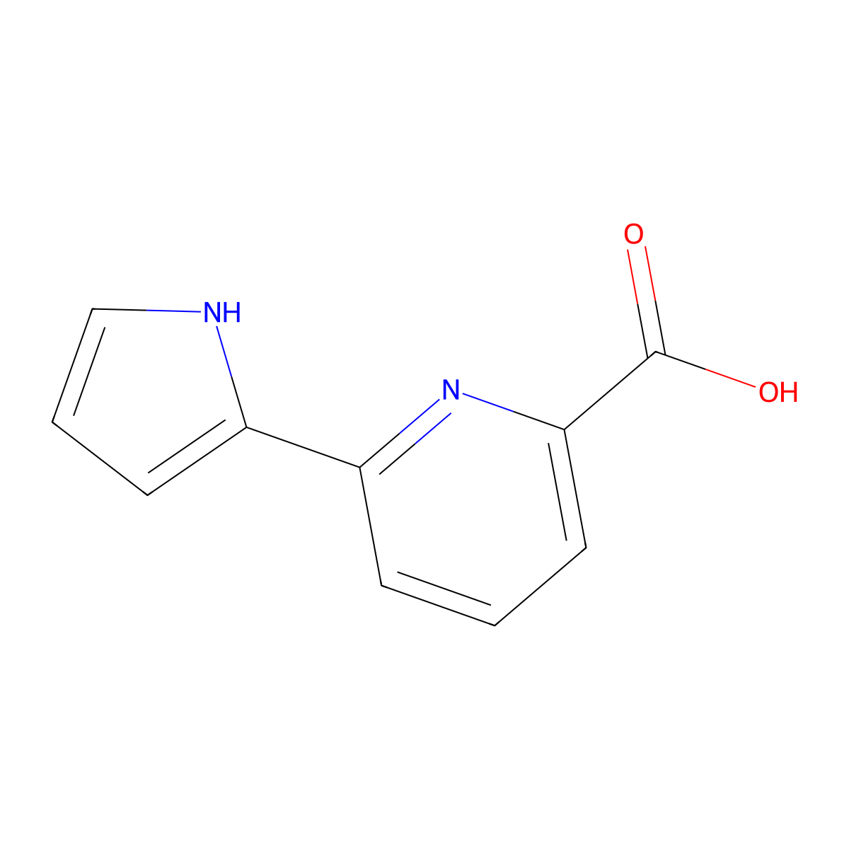 6-(1H-pyrrol-2-yl)pyridine-2-carboxylic acid molecular structure, CAS 1706440-26-7