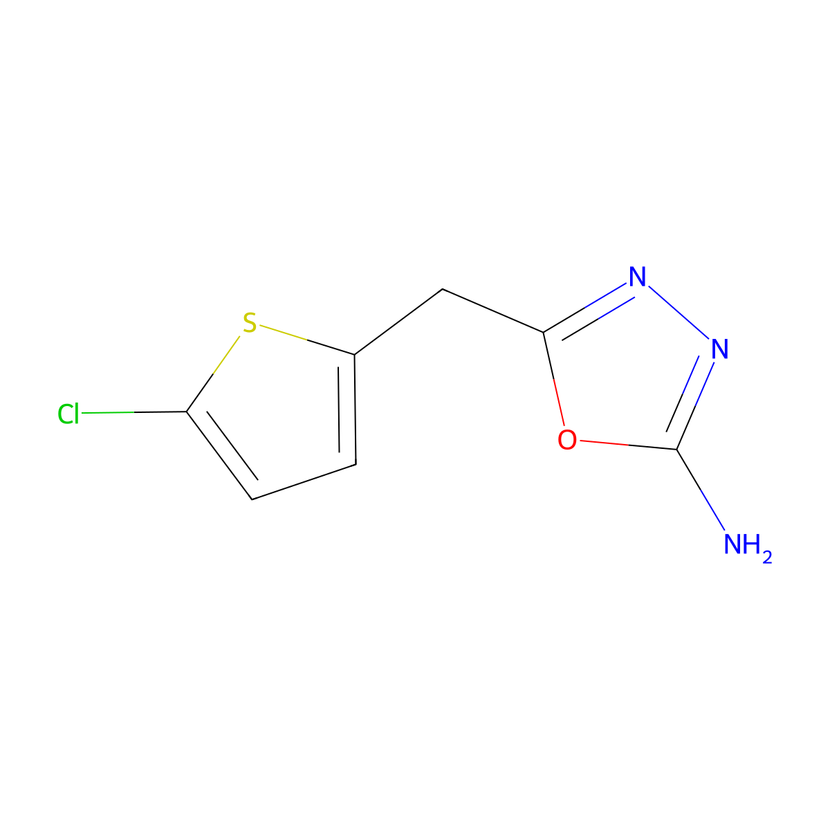 5-((5-Chlorothiophen-2-yl)methyl)-1,3,4-oxadiazol-2-amine molecular structure, CAS 1706440-50-7