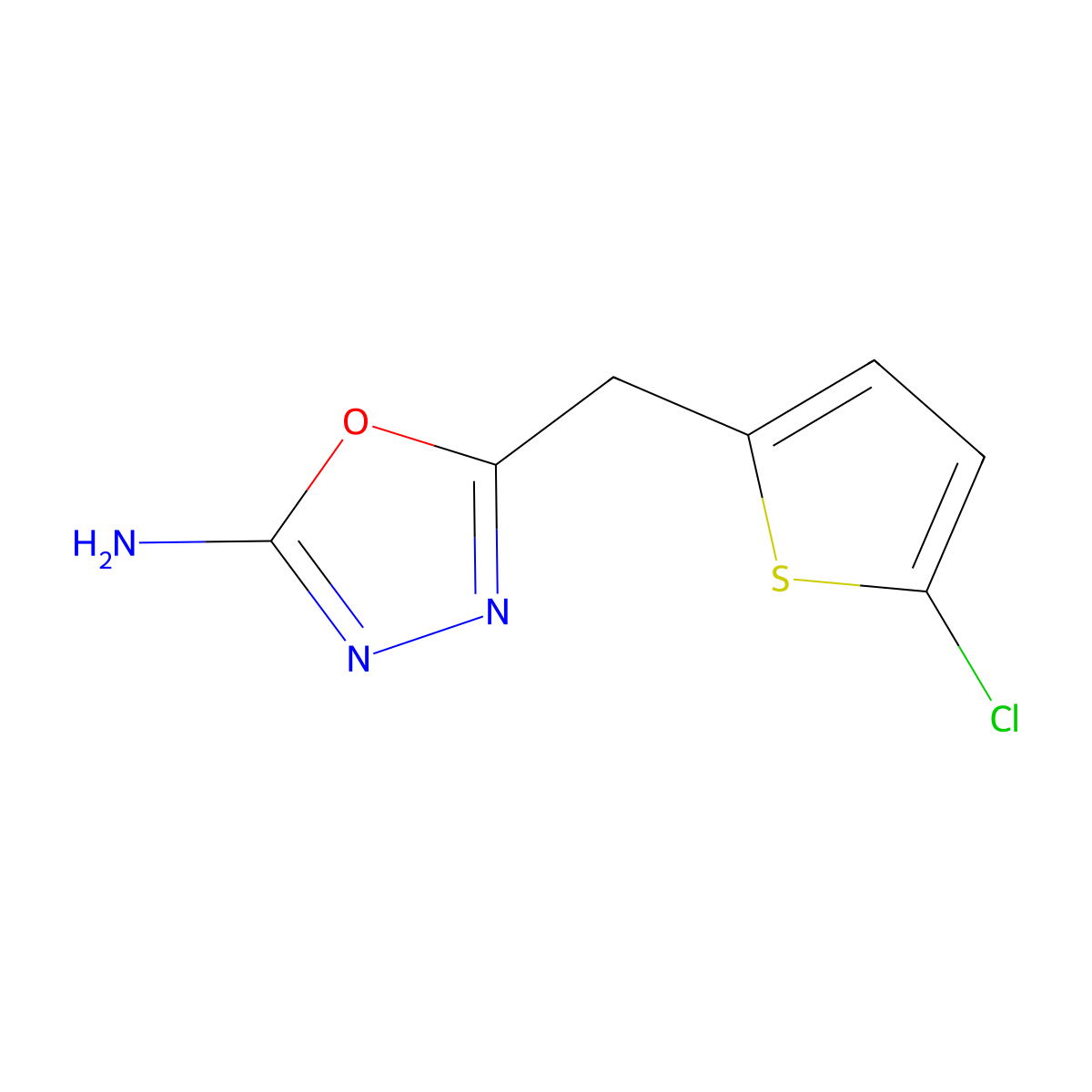 5-((5-Chlorothiophen-2-yl)methyl)-1,3,4-oxadiazol-2-amine molecular structure, CAS 1706440-50-7