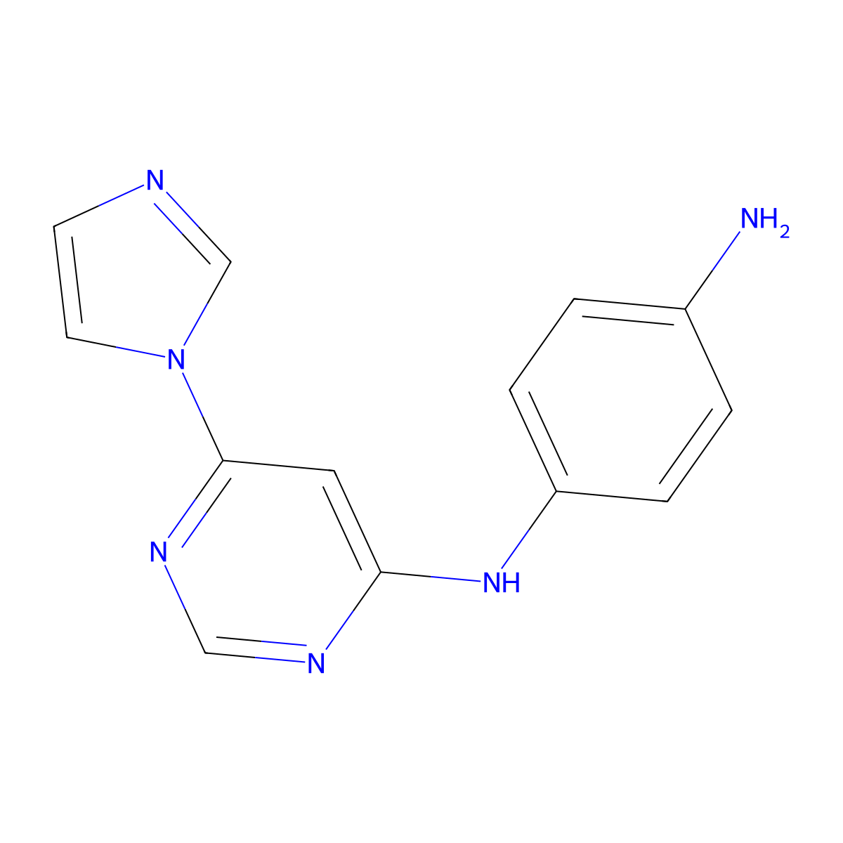 N1-(6-(1H-imidazol-1-yl)pyrimidin-4-yl)benzene-1,4-diamine molecular structure, CAS 1706440-97-2