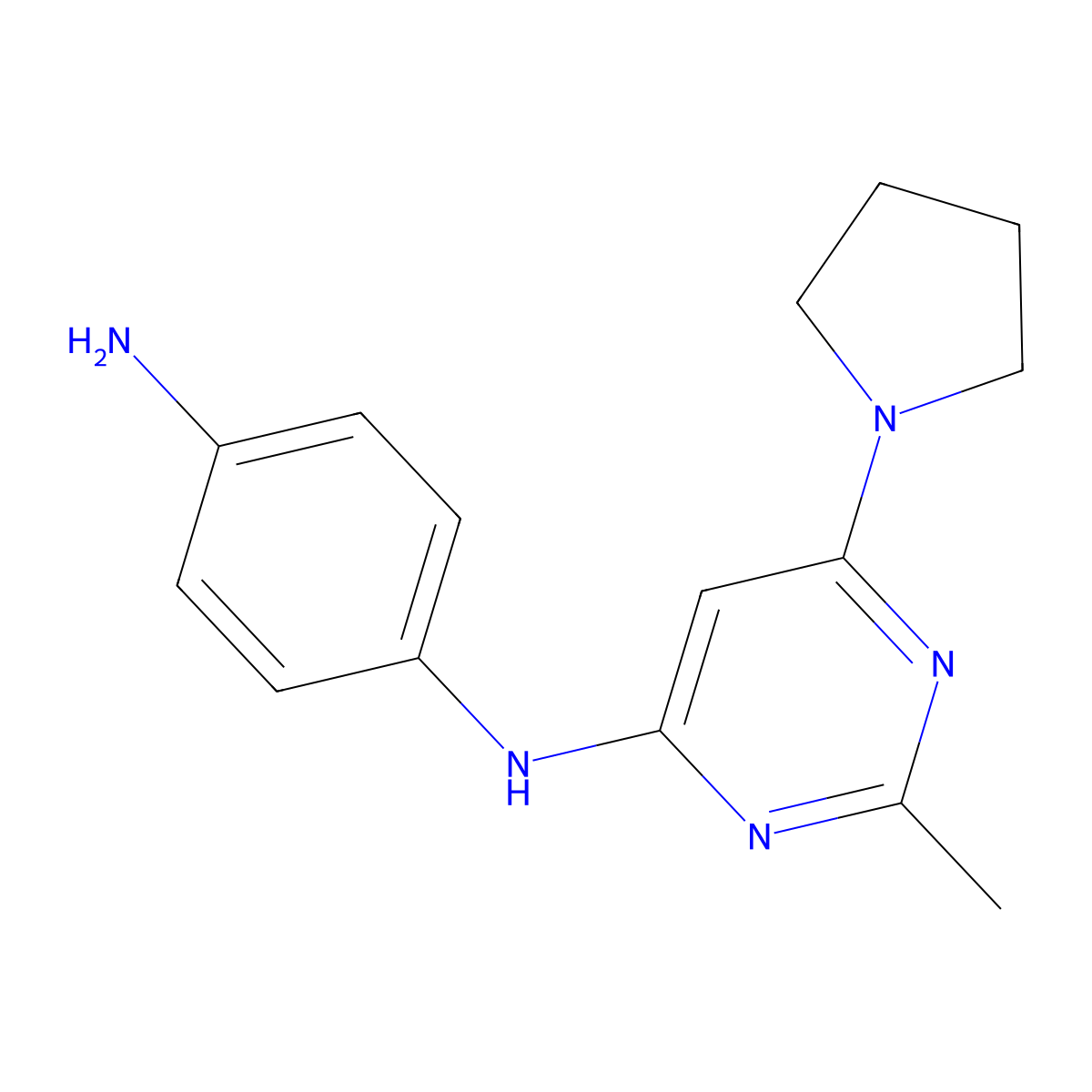N1-(2-methyl-6-(pyrrolidin-1-yl)pyrimidin-4-yl)benzene-1,4-diamine molecular structure, CAS 1706441-18-0