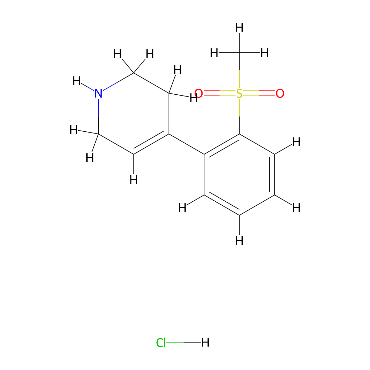4-(2-Methanesulfonylphenyl)-1,2,3,6-tetrahydropyridine hydrochloride molecular structure, CAS 1706441-36-2