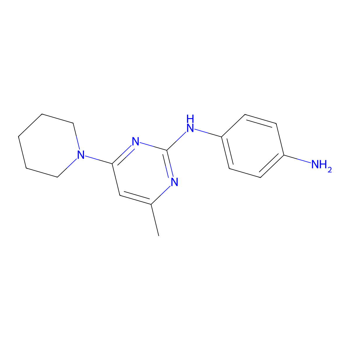 N1-(4-methyl-6-(piperidin-1-yl)pyrimidin-2-yl)benzene-1,4-diamine molecular structure, CAS 1706441-77-1