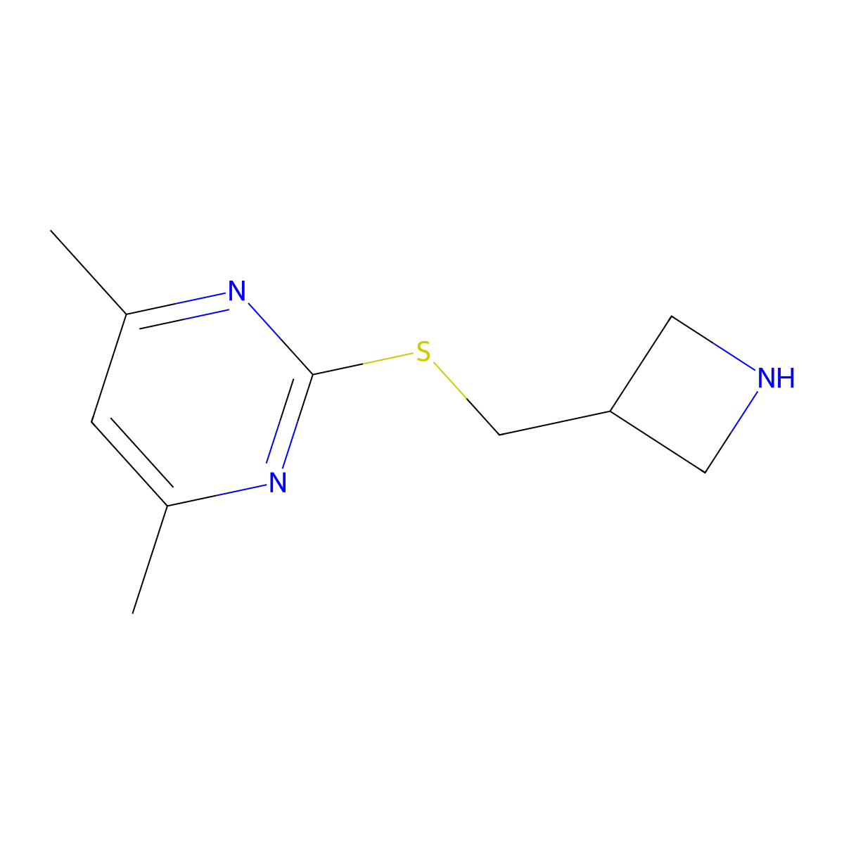 2-{[(Azetidin-3-yl)methyl]sulfanyl}-4,6-dimethylpyrimidine molecular structure, CAS 1706441-78-2