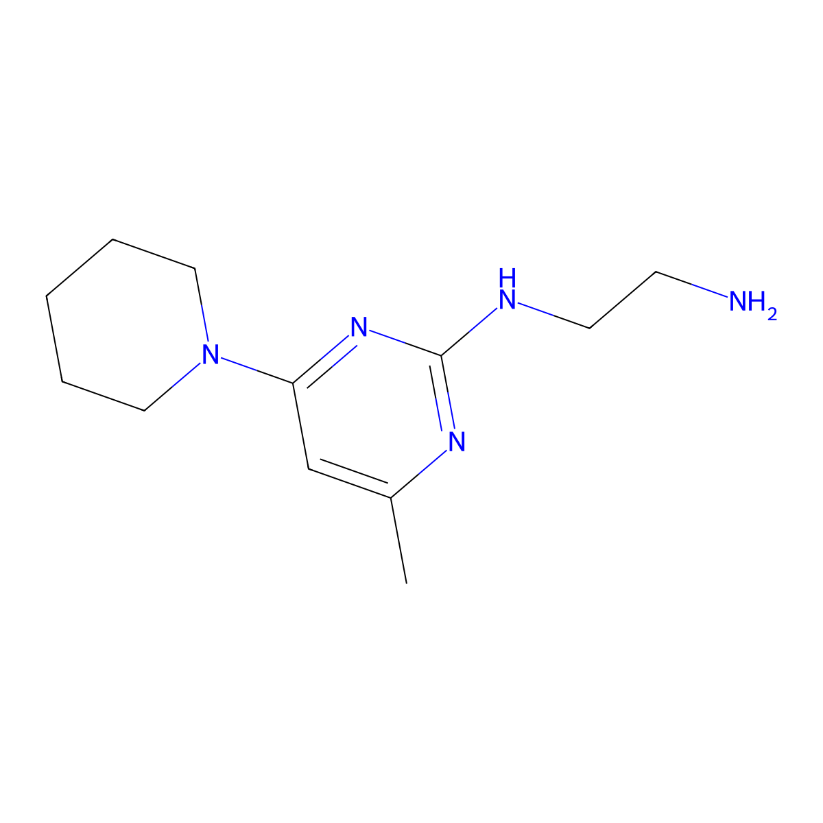 N1-(4-methyl-6-(piperidin-1-yl)pyrimidin-2-yl)ethane-1,2-diamine molecular structure, CAS 1706442-23-0