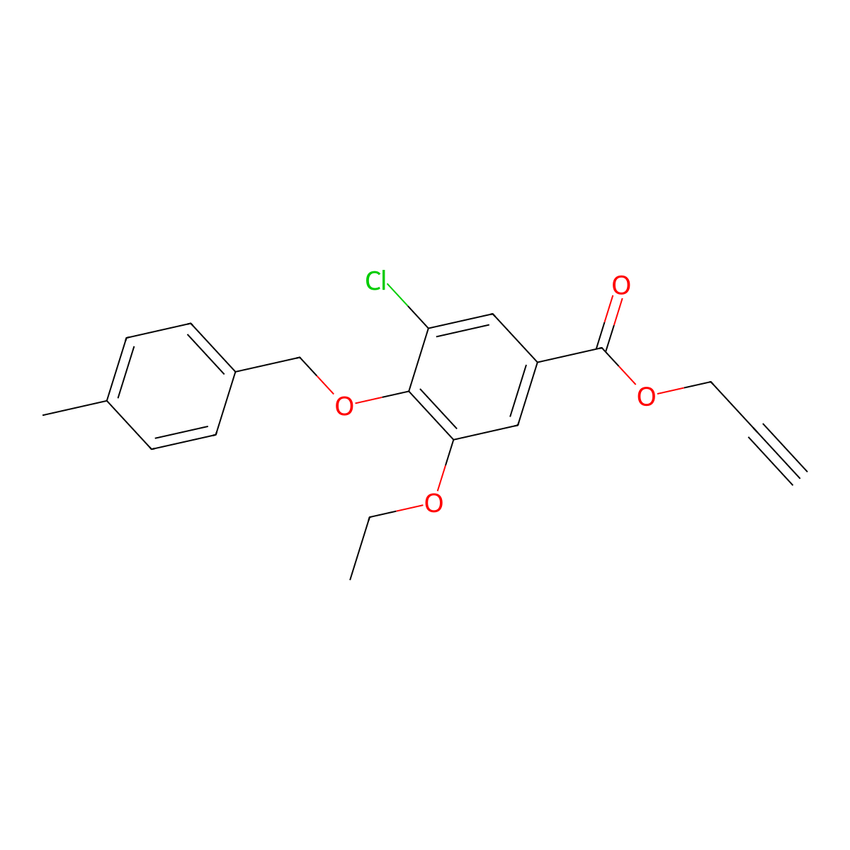 Prop-2-yn-1-yl 3-chloro-5-ethoxy-4-((4-methylbenzyl)oxy)benzoate molecular structure, CAS 1706442-84-3