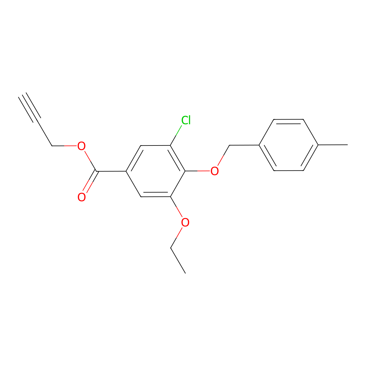 Prop-2-yn-1-yl 3-chloro-5-ethoxy-4-((4-methylbenzyl)oxy)benzoate molecular structure, CAS 1706442-84-3