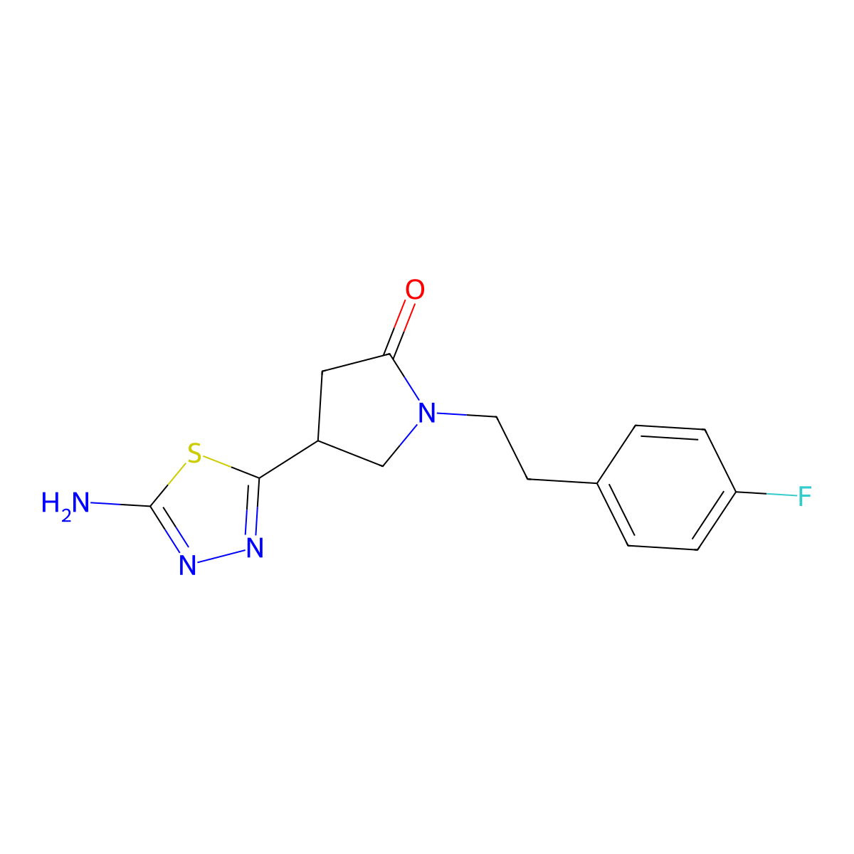 4-(5-Amino-1,3,4-thiadiazol-2-yl)-1-[2-(4-fluorophenyl)ethyl]pyrrolidin-2-one molecular structure, CAS 1706442-89-8