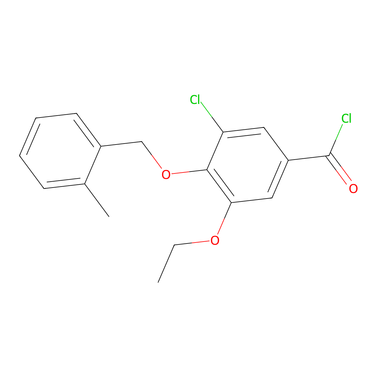 3-Chloro-5-ethoxy-4-[(2-methylbenzyl)oxy]benzoyl chloride molecular structure, CAS 1706443-25-5