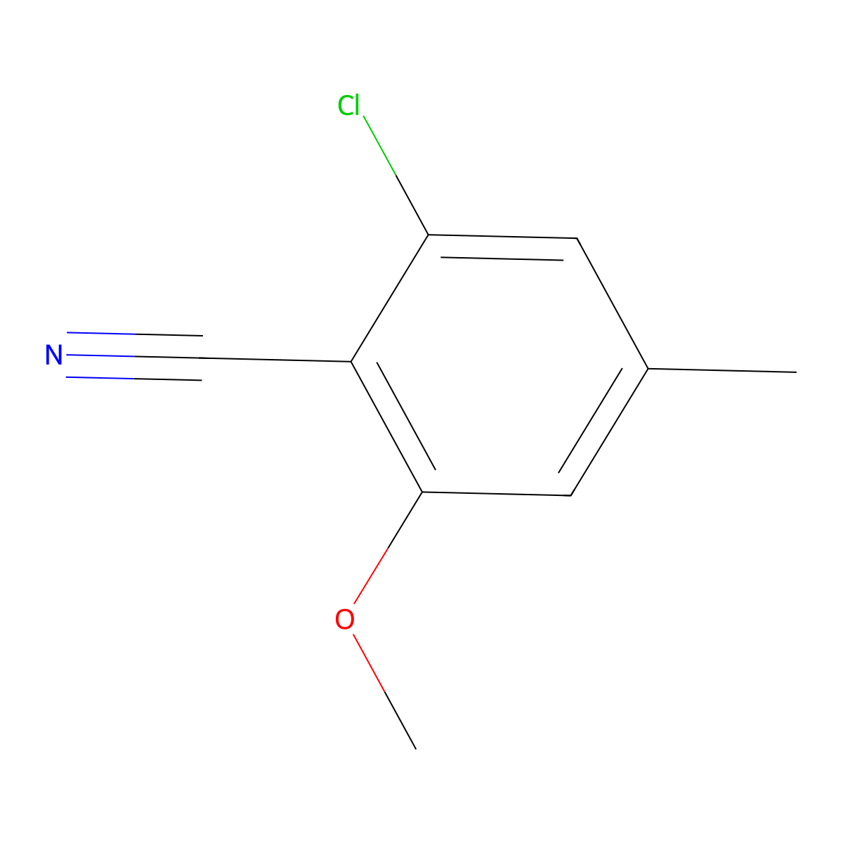 2-Chloro-6-methoxy-4-methylbenzonitrile molecular structure, CAS 1706444-40-7