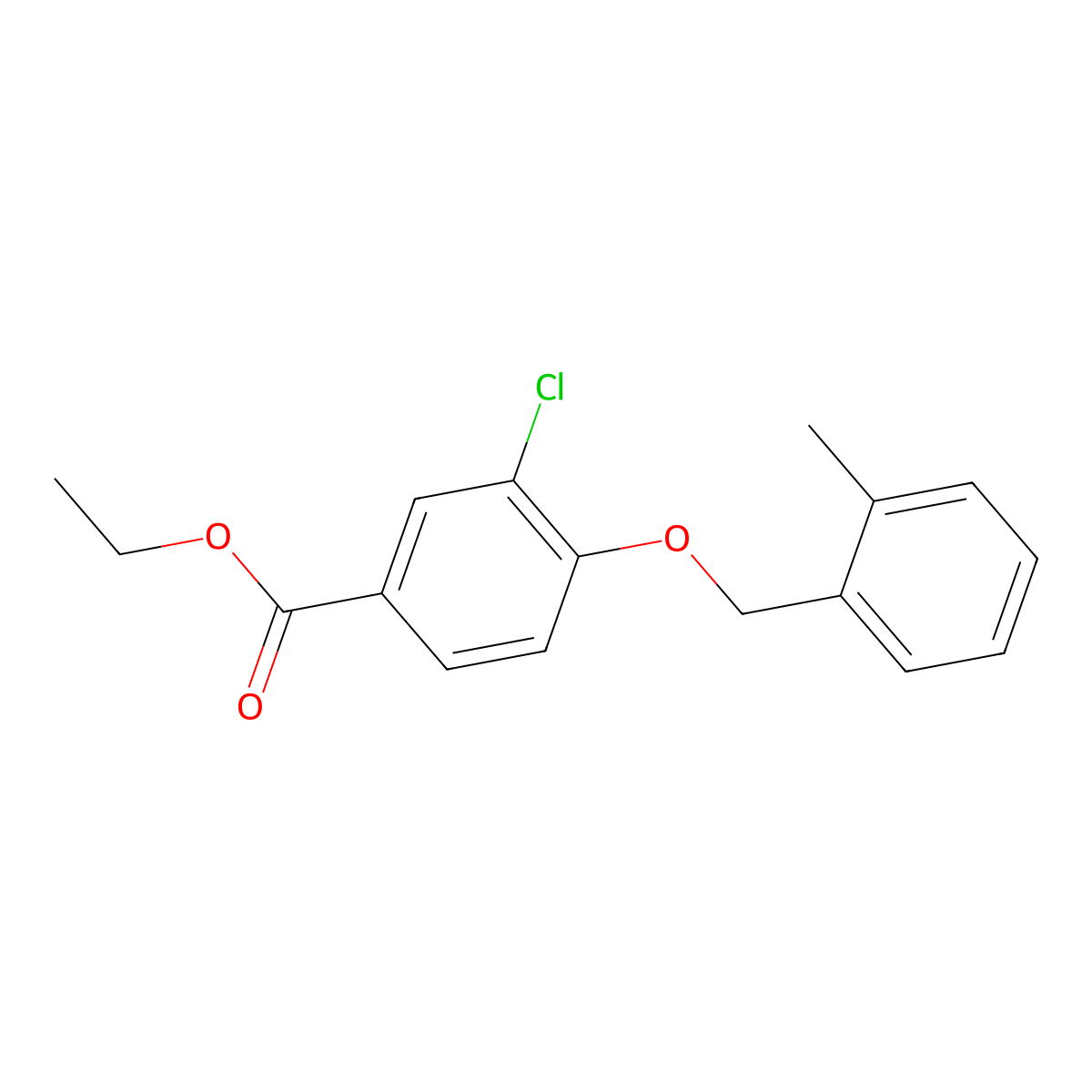 Ethyl 3-chloro-4-((2-methylbenzyl)oxy)benzoate molecular structure, CAS 1706445-82-0