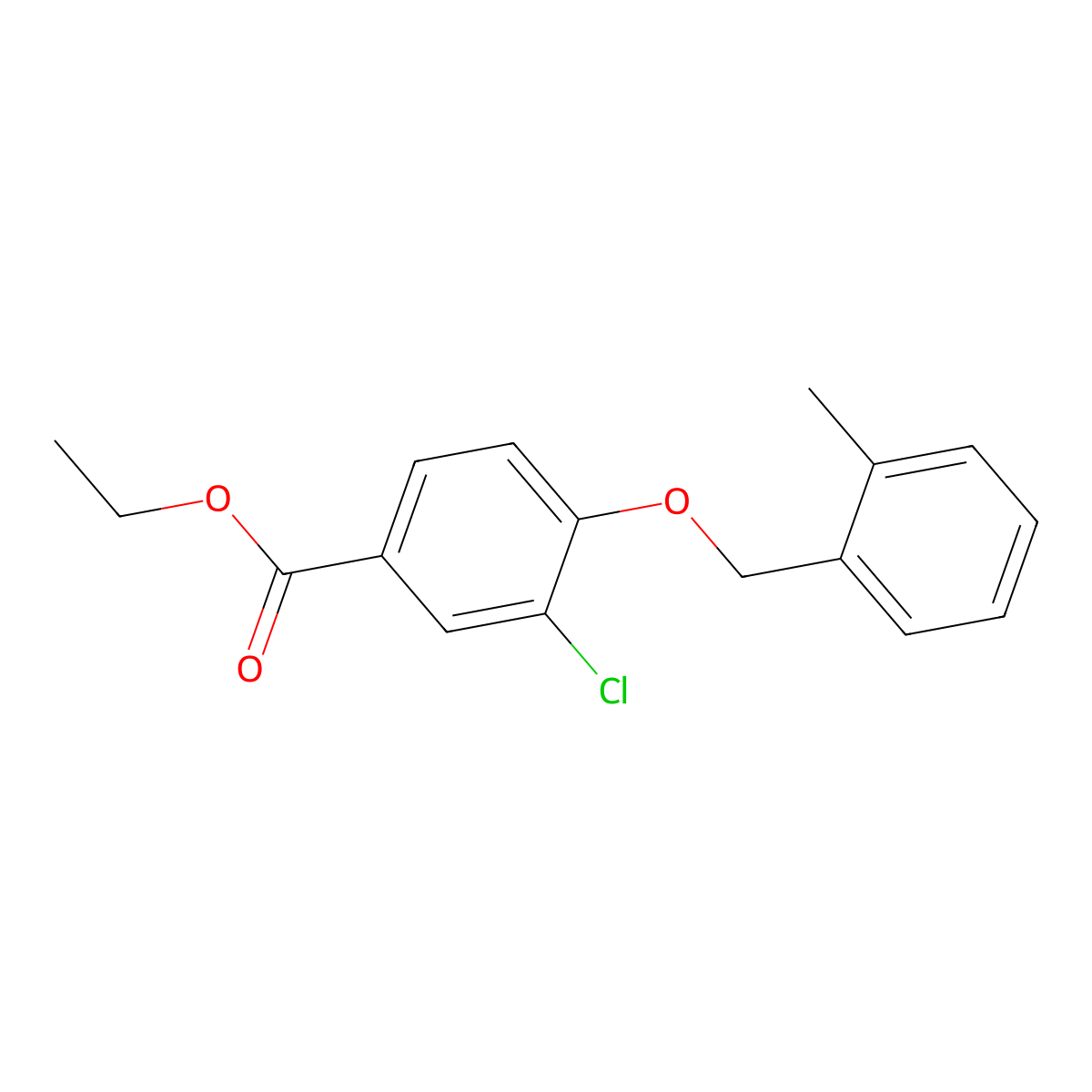 Ethyl 3-chloro-4-((2-methylbenzyl)oxy)benzoate molecular structure, CAS 1706445-82-0