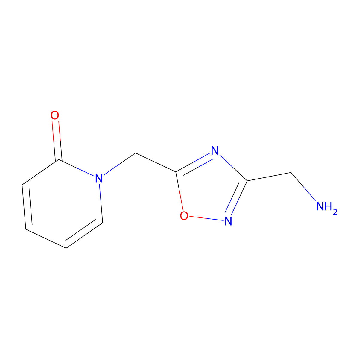 1-((3-(aminomethyl)-1,2,4-oxadiazol-5-yl)methyl)pyridin-2(1H)-one molecular structure, CAS 1706445-95-5