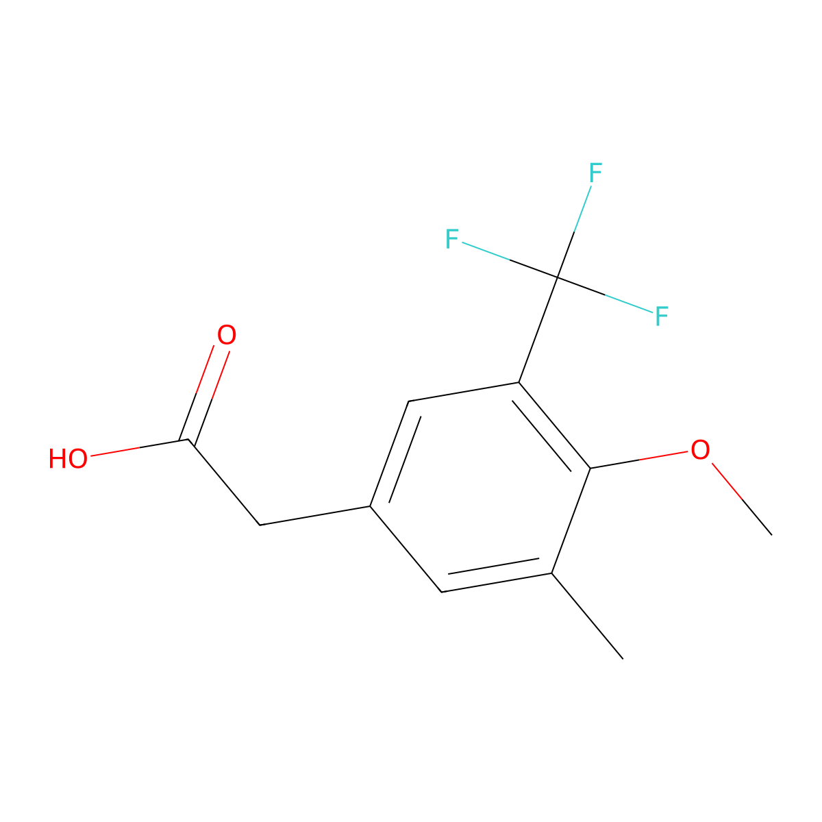 4-Methoxy-3-methyl-5-(trifluoromethyl)phenylacetic acid molecular structure, CAS 1706446-17-4