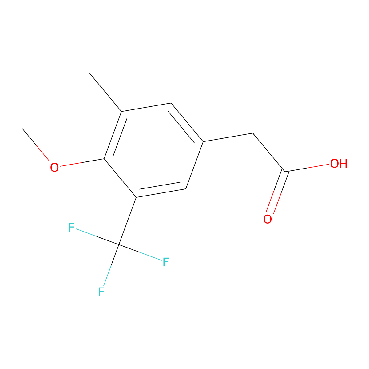 4-Methoxy-3-methyl-5-(trifluoromethyl)phenylacetic acid molecular structure, CAS 1706446-17-4