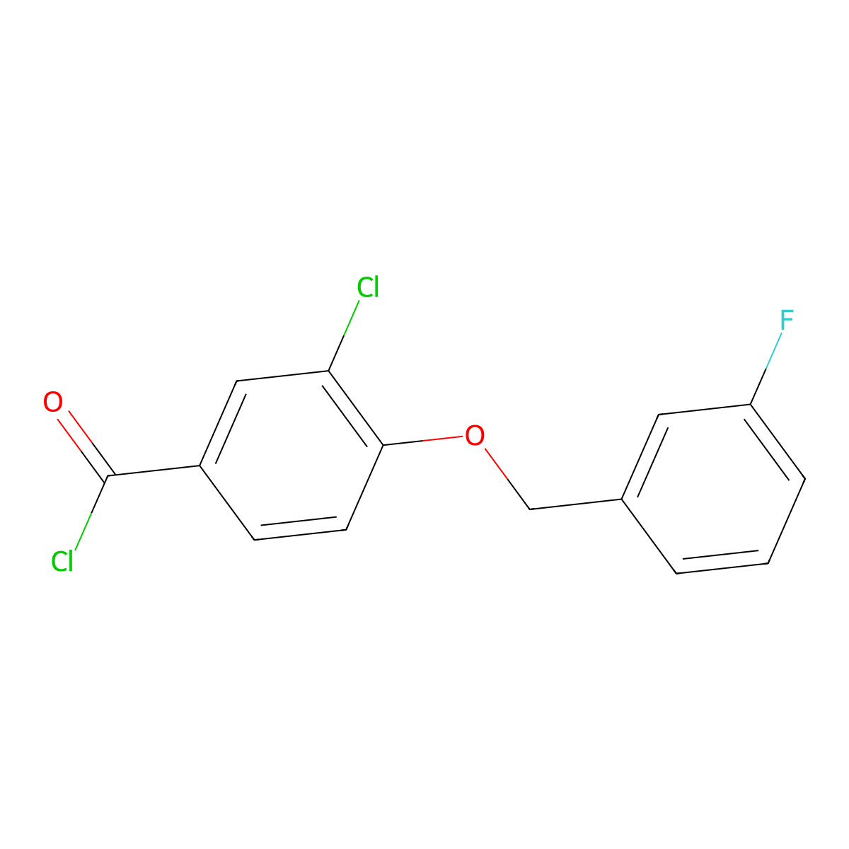3-Chloro-4-[(3-fluorobenzyl)oxy]benzoyl chloride molecular structure, CAS 1706446-30-1