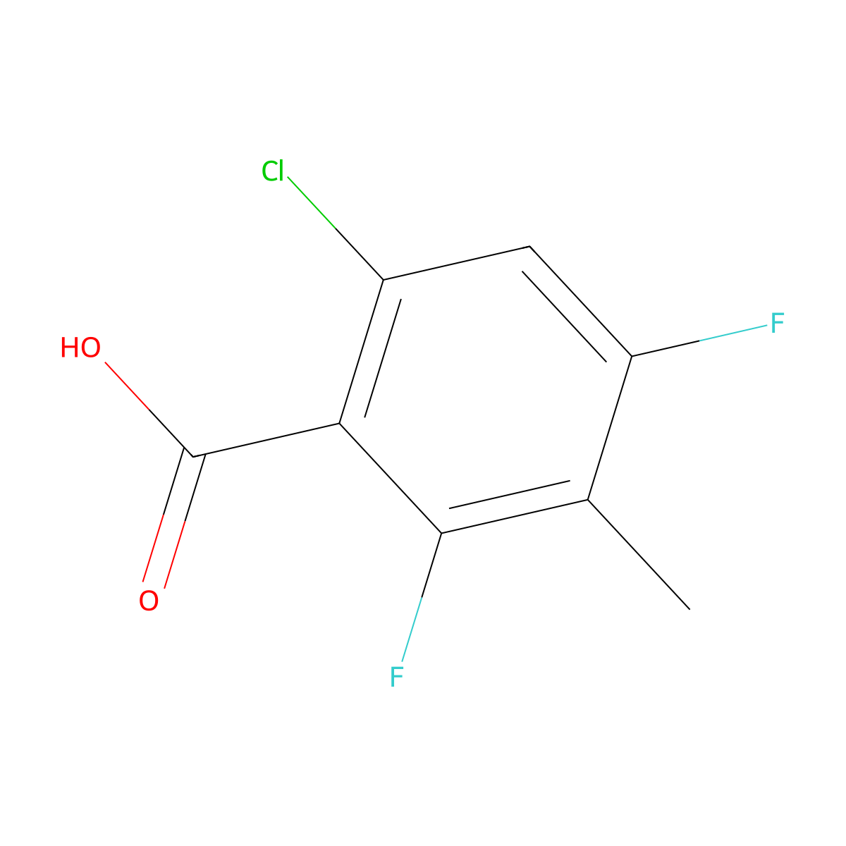 6-Chloro-2,4-difluoro-3-methylbenzoic acid molecular structure, CAS 1706446-43-6