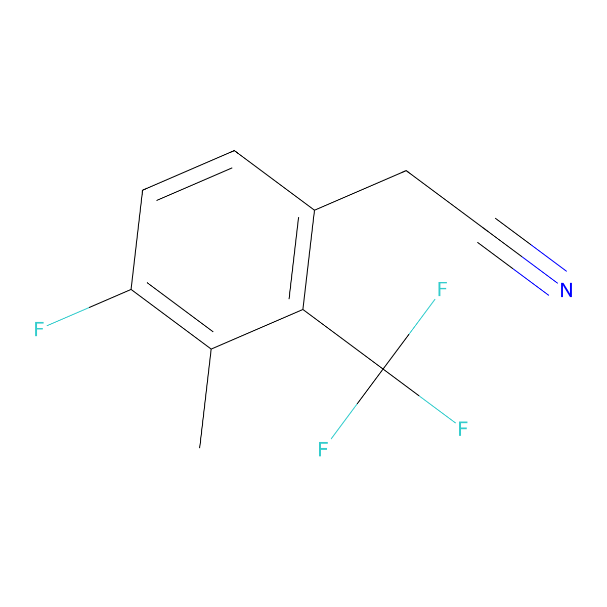 4-Fluoro-3-methyl-2-(trifluoromethyl)phenylacetonitrile molecular structure, CAS 1706446-60-7