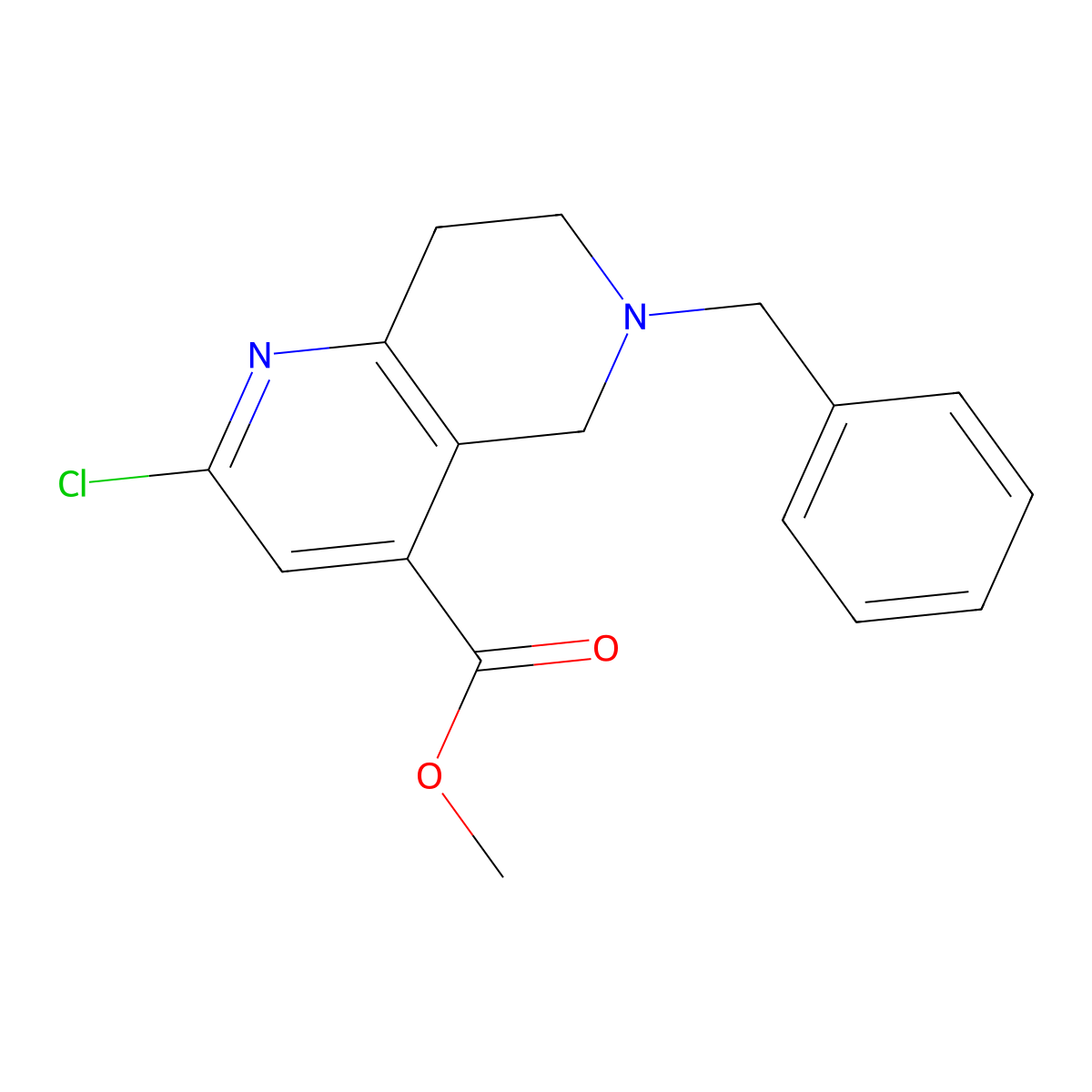 1,6-Naphthyridine-4-carboxylic acid, 2-chloro-5,6,7,8-tetrahydro-6-(phenylmethyl)-, methyl ester molecular structure, CAS 1706446-72-1