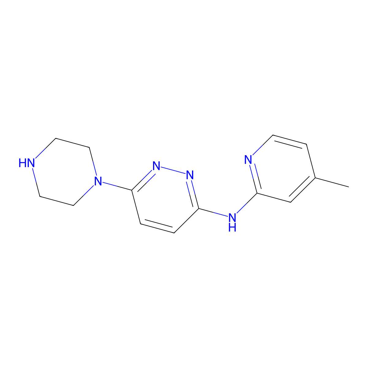 N-(4-methylpyridin-2-yl)-6-(piperazin-1-yl)pyridazin-3-amine molecular structure, CAS 1706446-74-3